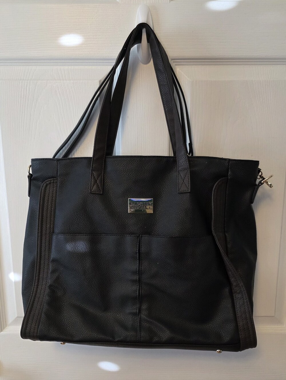 🖤 Badgley Mischka black pebbled tote bag with removable adjustable crossbody